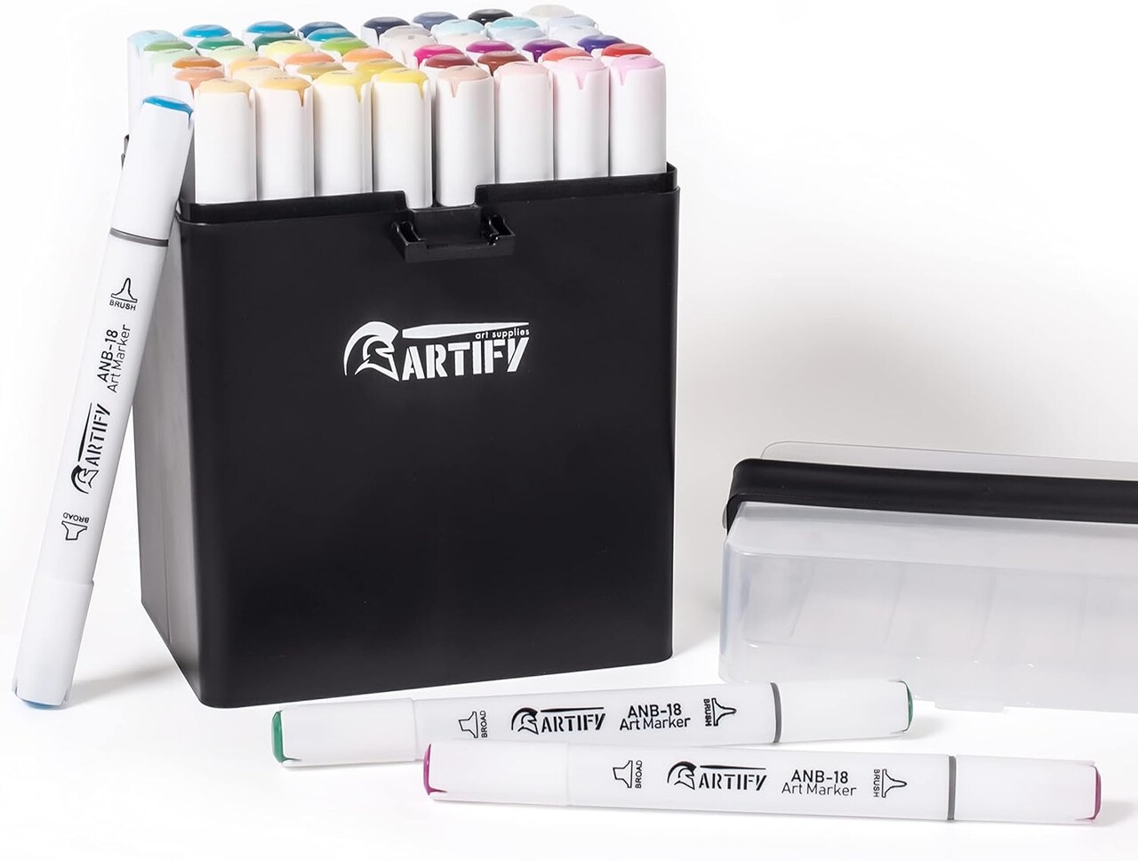 ARTIFY Alcohol Brush Markers, Brush & Chisel Dual Tips Professional Artist Markers, Drawing Marker Set with Carrying Case for Adult Coloring and Drawing Media for Beginner or Experienced Artists
